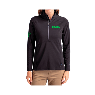 Demi-Zip pour Femme Vert sur Noir