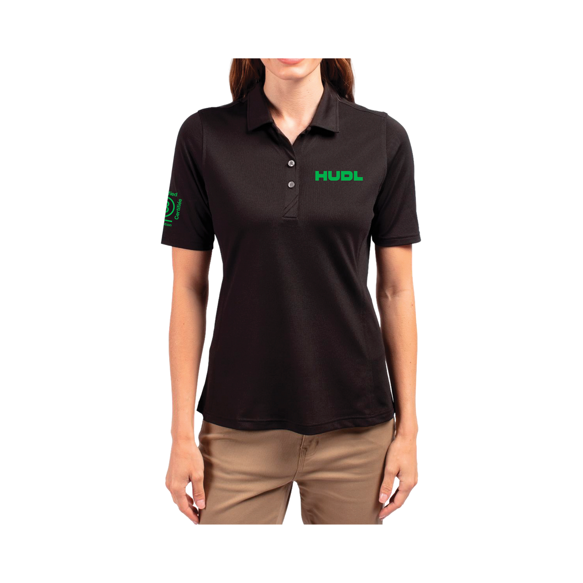 Polo Femme Vert sur Noir
