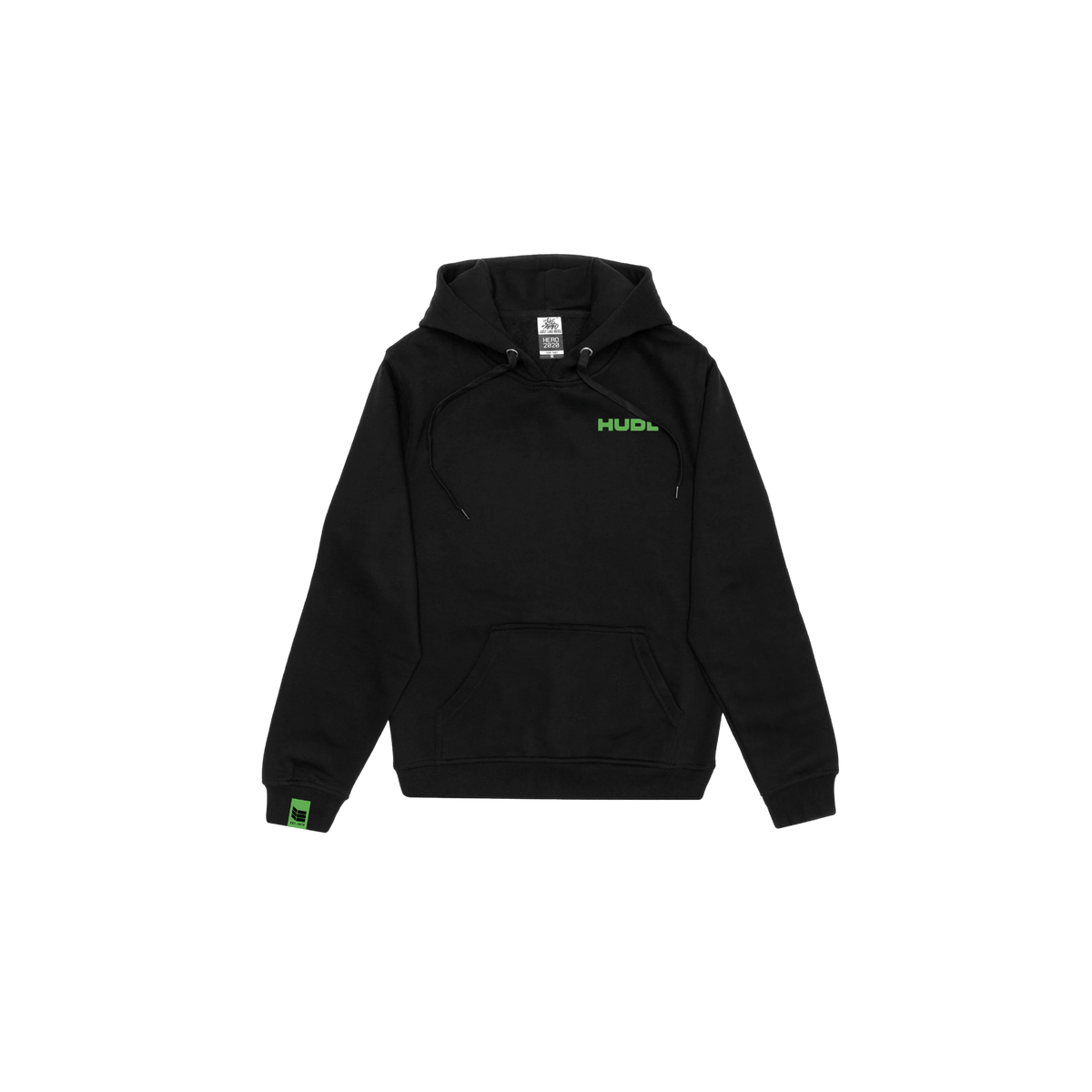 Coton Ouaté Capuchon Vert sur Noir